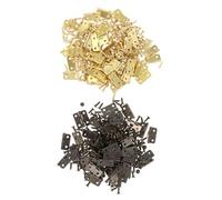 Ipetboom 50Pcs Yellow 50Pcs Antique Copper DIY Wooden Box Hinges Set with 400 Screws, Retro Round Corner Butt Hinges for Furniture Doors, Cupboards and Cabinets, Suitable for DIY Home