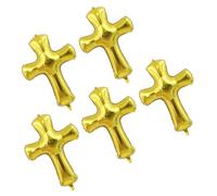 Ipetboom 5Pcs Baptism Cross Shaped Aluminum Foil Balloons for Shower Decor and Versatile Party Decoration for Baptisms Birthdays and Celebrations