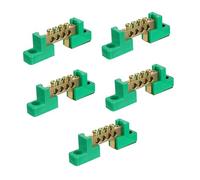 Ipetboom 5pcs Brass Terminal Busbar Strip High Conductivity Grounding Block Heat Resistant Safe Terminal Block Kit for Outdoor Electrical Distribution