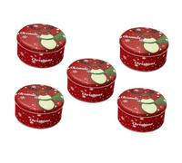 Ipetboom 5pcs Christmas Candy Storage Box Set Tinplate round Candy Organizer Lightweight Creative Storage Containers for Homes and Shops Xmas Decoration