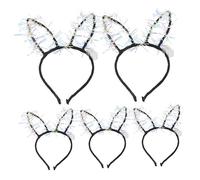 Ipetboom 5pcs Glowing Bunny Ear Headband Led Hair Hoops Party Supplies Fashion Accessory Glitter Rabbit Ears Hairband for Women Boys and Girls
