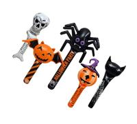Ipetboom 5Pcs Halloween Inflatable Sticks Set with Aluminium Film Balloons Skeleton Pumpkin Bat Black Spider Enchanted Pumpkin and Black Cat Party Handheld for Decoration
