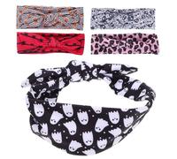 Ipetboom 5pcs Halloween Knot Hairband for Women Girls Stretchy Elastic Headbands Cute Bunny Ears for Dress up Party Favors Washable Reusable Multiple Colors Patterns