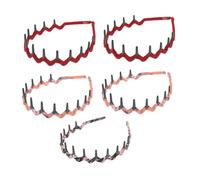 Ipetboom 5Pcs Leopard Print Teeth Comb Headbands with Shark Tooth Design Chiffon and Plastic Hair Bands for Scalp Massage Unisex Wavy Hair Accessories for Makeup and Facial Random Color