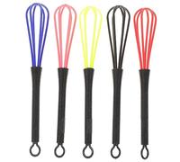 Ipetboom 5pcs Mini Plastic Whisk Set for Salon and Kitchen Balloon Whisks for Hair Colour and Egg Mixing Black Handle Hook Random Colour 8cm Handle 184cm Length