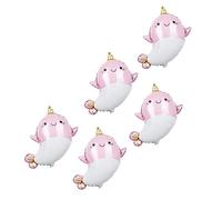 Ipetboom 5pcs Narwhal Foil Balloons Creative Birthday Party Decoration Safe and Animal Balloons for Parties Eye Catching Narwhal Design for Memorable Celebrations
