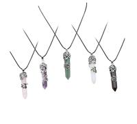 Ipetboom 5Pcs Natural Stone Pendant Necklace Clavicle Chain for Women Fashion Costume Accessory with Eye Moonstone Amethyst and Friendly and Durable Jewelry
