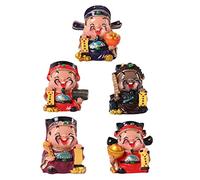 Ipetboom 5pcs Resin God of Wealth Figurines Chinese Cai Shen Statues for Home and Office Desktop Decor Spring Festival Prosperity Symbols