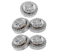 Ipetboom 5pcs Shiny Small Nail Rhinestones for Nail Art Gems, Mini Silver Zirconia Wealth Luck Manicure Decoration Craft Jewelry