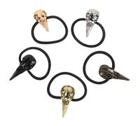 Ipetboom 5pcs Skull Hair Ties for Women Crow Skull Ponytail Holders for Halloween Cosplay Parties and Daily Wear Unique Accessories Old Antique