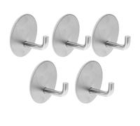 Ipetboom 5pcs Stainless Steel Free Punch Hooks with Non-Trace Adhesive for Bathroom and Kitchen, Sturdy Wall Hanging Hooks in Silver, Easy Installation Without Wall Damage