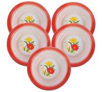 Ipetboom 5pcs Vintage Enamel Basin Set Retro Kitchen Enamelware Soup Salad Mixing Bowls Lightweight Decorative Traditional Style