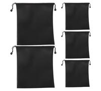Ipetboom 5pcs Waterproof Pu Leather Headphone Storage Bags 20x22cm with Drawstring for Headband Earphones Cable Organizer Portable Carrying Pouch for Travel and Classroom