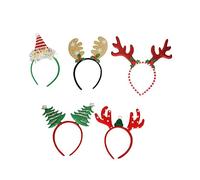 Ipetboom 5pcs Xmas Headbands Festive Hair Accessories for Boys and Girls Includes Reindeer Antlers Christmas Tree Designs for Holiday Parties Cosplay Events