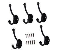 Ipetboom 5pcs Zinc Alloy Antique Coat Hooks Heavy Duty Wall Mounted Towel Hanger Bathroom Door Hooks Vintage Style Practical Clothing Rack