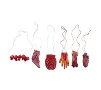 Ipetboom 6 Pcs Halloween Fake Severed Hand Parts Realistic Bloody Simulated Organs Hanging Ornaments for Scary Party Decoration Horror Props for Haunted