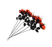 Ipetboom 6 Pcs Halloween Skull Rose Flower Arrangement with Skeleton Hand Artificial Gothic Floral Bouquet for Day Dead Party Decor Plastic and Silk Material Vase Filler Spooky Centerpiece