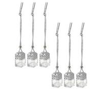 Ipetboom 6 Pcs Silver Car Hanging Perfume Bottle Pendant Set, Glass Auto Aroma Diffuser Bottles for Car, Truck, Van Interior Air Freshener Ornaments