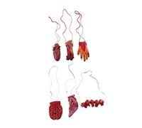 Ipetboom 6 Pcs Simulated Hand-breaking Pendant Body Bloody Halloween Party Decorations Prank Blood Props Halloween Zombie Hanging Fake Arm Red Pu