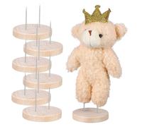 Ipetboom 6 Pcs Wooden Crochet Doll Display Stand Smooth Polished Felt Dolls Holder Base Thick Craft Support for Needle Felting and Handmade Showcase