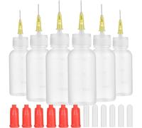 Ipetboom 6 Sets Glue Dropper Bottle Precision Needle Tip Squeeze Bottles Plastic 30ml Scale Design Safe to Use with Blunt Needles and Sealants Application
