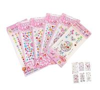 Ipetboom 6 Sheets Face Rhinestone Stickers Temporary Gems Decals for Festival Makeup Body Art Easy to Remove Bright Colors Crystal Jewels with Designs