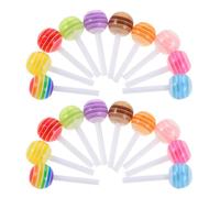 Ipetboom 60Pcs Mini 3D Rainbow Lollipop Nail Charms Resin Candy Decorations 6X13Mm Cute Tiny Nail Accessories for Women DIY Manicure Art