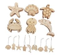 Ipetboom 60pcs Ocean Animal Wooden Shapes for Crafts Natural Wood DIY Cutouts with Smooth Surface Educational Sea Creatures for Painting and Undersea-Themed Party Decorations