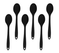 Ipetboom 6pcs Black Heat Resistant Silicone Cooking Spoons Non-Stick Kitchen Serving Utensils for Soup Salad Noodles Multifunctional Silicone Spoon Set