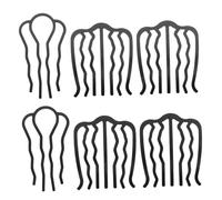 Ipetboom 6pcs Black Metal Hair Side Combs for Women - Large and Medium U-shape Hair Fork Clips with Strong Hold for No-slip Bun and Chignon Styling for Updo and Ponytail