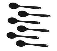 Ipetboom 6pcs Black Silicone Cooking Spoons Nonstick High Heat Resistant Multi-Purpose Kitchen Utensils for Serving Soup Salad Noodles with Sealed Handles Easy to Clean