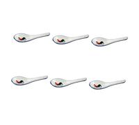 Ipetboom 6pcs Blue and White Porcelain Ceramic Soup Spoons Vintage Chinese Style Tableware with Hanging Eco Friendly Small Spoons for Childrens Rice Soup and Dessert Use
