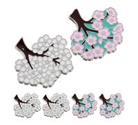 Ipetboom 6pcs Cherry Blossom Brooch Set Metal Enamel Lapel Pins for Shawl, Sweater, Backpack Floral Plant Badge Decoration for Women’s Party Dress Accessories