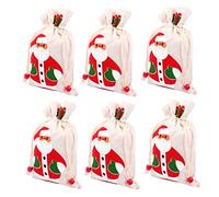 Ipetboom 6Pcs Christmas Drawstring Bags Santa Claus Design Durable Candy Pouches for Holiday Treats for and Party Favors Create Festive Atmosphere