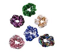 Ipetboom 6pcs Colorful Paillette Hair Bands for Women and Girls Durable and Chic Hair Ties Green Pink Rosy and Multi-color Styles for Everyday Use and Special Occasions