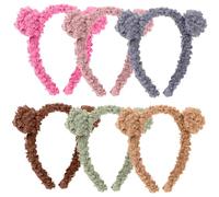 Ipetboom 6Pcs Cute Bear Ears Headbands Multipack Elastic Hair Hoops for Makeup Face Washing Party Cosplay Costume Accessories Lightweight Stretchy Fit All Ages