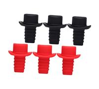 Ipetboom 6Pcs Cute Wine Bottle Stoppers Reusable Silicone Corks for Airtight Sealing for Home Weddings Outdoor Dining Red Black Colors Kitchen Accessories