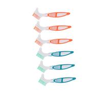 Ipetboom 6pcs Double Sided Denture Cleaning Brush with Large Ergonomic Handles for Precision False Teeth Care Portable Toothbrushes with Bright Bristles for Travel and Thorough Denture