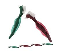 Ipetboom 6pcs Dual Head Denture Cleaning Brush for Seniors Hard Bristles Deep Clean Dentures Gum Massaging Tool with Non-Slip Ergonomic Handle Portable Oral Care for Daily Home Use and