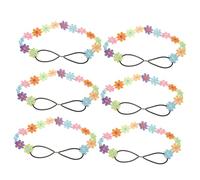 Ipetboom 6pcs Floral Headband Rainbow Flower Headband Wide for Women Girls Stretchy Elastic Headpiece