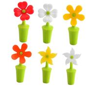 Ipetboom 6Pcs Flower Wine Bottle Stoppers Silicone Bottle Plugs Decorative Wine Sealer for Home Bar Party Elegant Design Assorted Styles