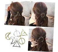 Ipetboom 6pcs Geometric Metal Hairpins Side Clip Headwear for Braids Circle Triangle Moon Shape Hair Clips for Daily Use
