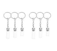 Ipetboom 6pcs Glass Perfume Bottle Keychain Tiny Glass Empty Bottle Hanging Decoration for Travel Toiletries