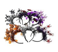 Ipetboom 6Pcs Halloween Headbands Set - Pumpkin, Spider, Skeleton, Bat Hair Accessories - Spooky Party Headbands for Women, Halloween Costume and Trick or Treat Supplies
