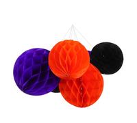 Ipetboom 6pcs Halloween Honeycomb Balls Decoration Vibrant Orange Purple Black Tissue Paper Pom Poms Lightweight Hanging Ornaments for Party Backdrops Home Office School Event Festive Decor