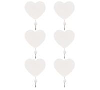 Ipetboom 6pcs Heart Shape Wooden Wall Hangers White Timber Hooks Multi-Functional Space-Saving Storage Solution for Umbrellas and Purses Back of The Door Bedroom Use