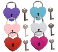 Ipetboom 6pcs Heart-Shaped Metal Padlocks with Keys for Luggage Diary Jewelry Boxes Mini Portable Locks in Pink Purple Blue Red for School Bags and Travel Storage