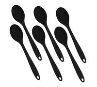 Ipetboom 6pcs High Heat Resistant Silicone Cooking Spoons Nonstick Kitchen Serving Utensils for Soup Salad Noodles Mixing Lightweight Ergonomic Black