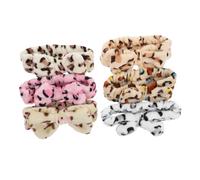 Ipetboom 6pcs Leopard-print Bowknot Hairbands Stretchy Breathable Headbands for Women for Yoga Makeup and Daily Wear Includes Color Khaki Black White Cream Pink