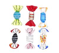Ipetboom 6pcs Murano Style Glass Sweets Vintage Glass Candy Ornaments Various Sweets Candy Ornament Set For Home Wedding Christmas Party Decorations